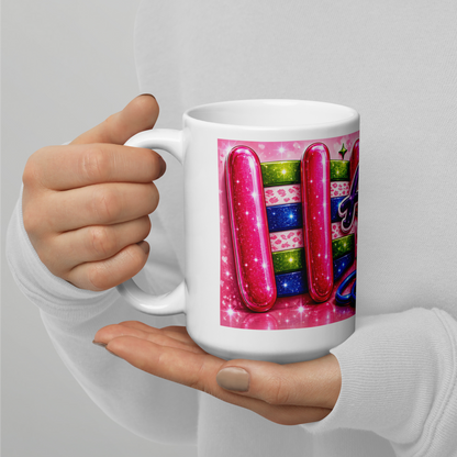 Healthcare worker holding personalized 15oz ceramic cup