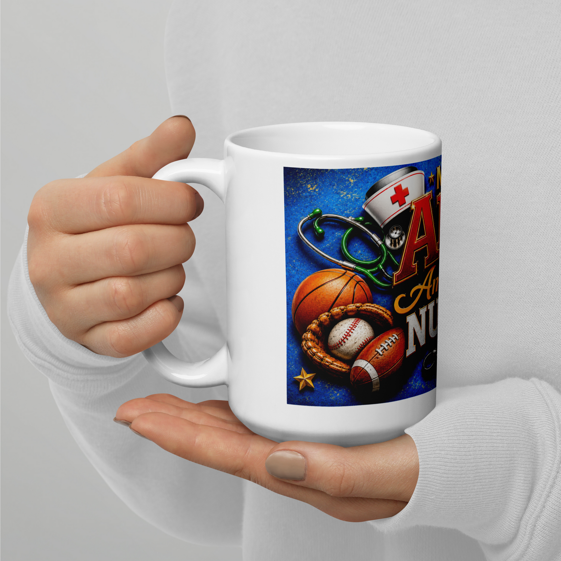 Front view of My Alan Is an Amazing Nurse 15oz ceramic mug