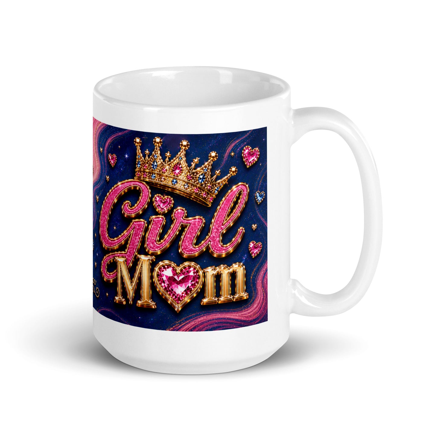 Front view of Girl Mom Raised My Princesses ceramic mug