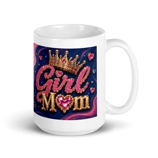 Front view of Girl Mom Raised My Princesses ceramic mug