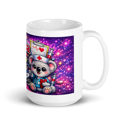 Healthcare worker holding personalized 15oz ceramic cup