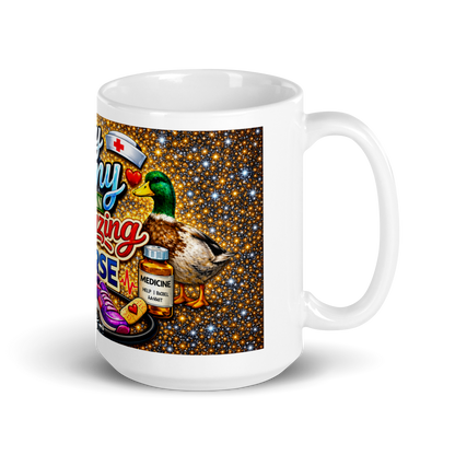 Healthcare worker holding personalized 15oz ceramic cup