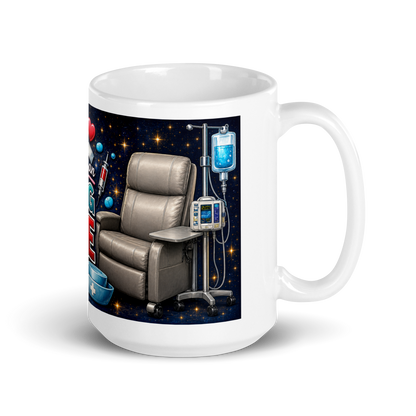 Healthcare worker holding personalized 15oz ceramic cup