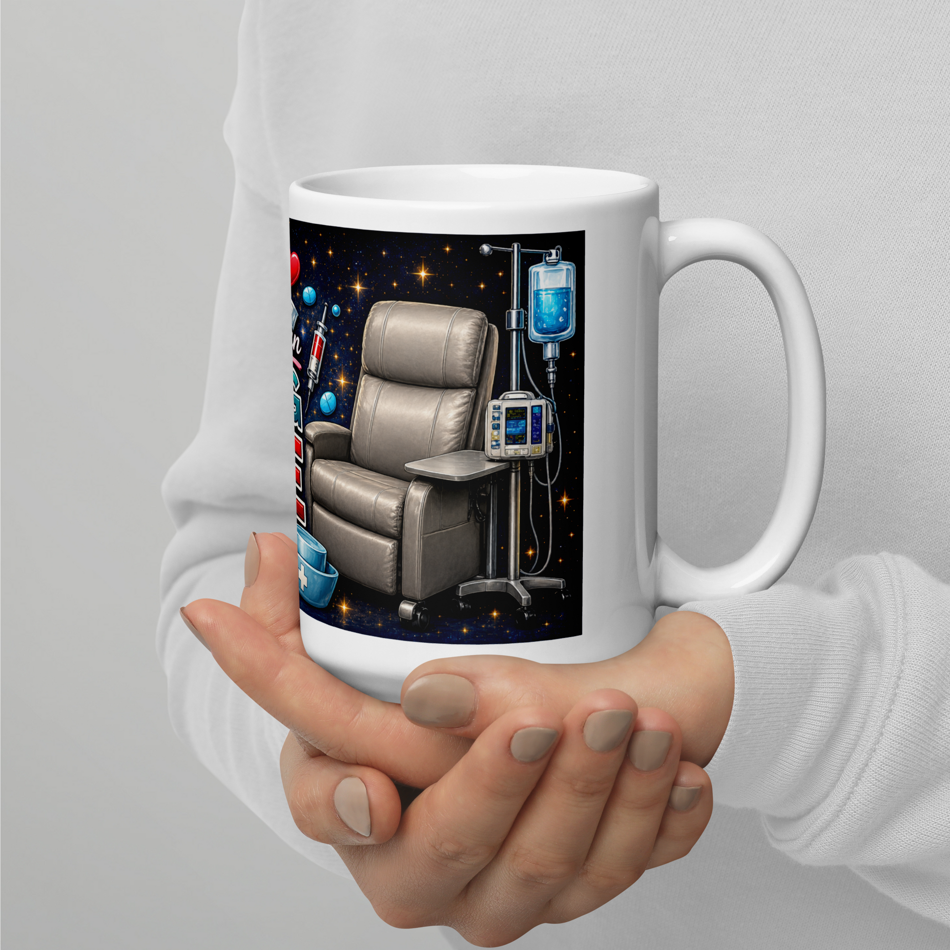 My Addison amazing nurse coffee mug on a hospital desk