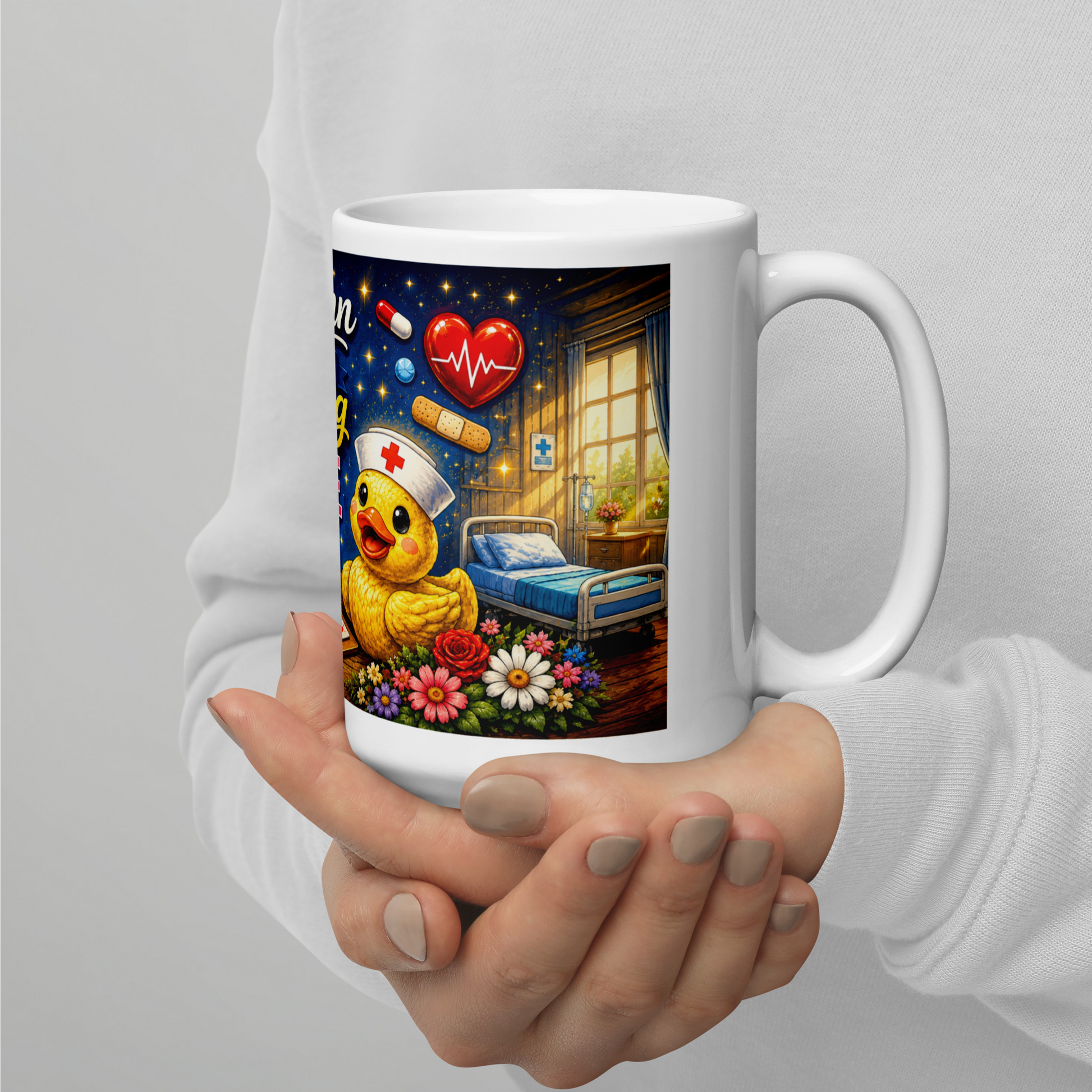 My Ann amazing nurse coffee mug in a hospital break room