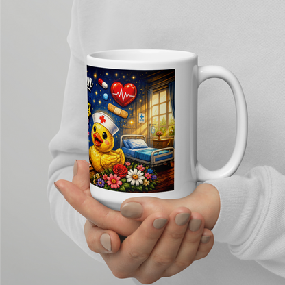 My Ann amazing nurse coffee mug in a hospital break room