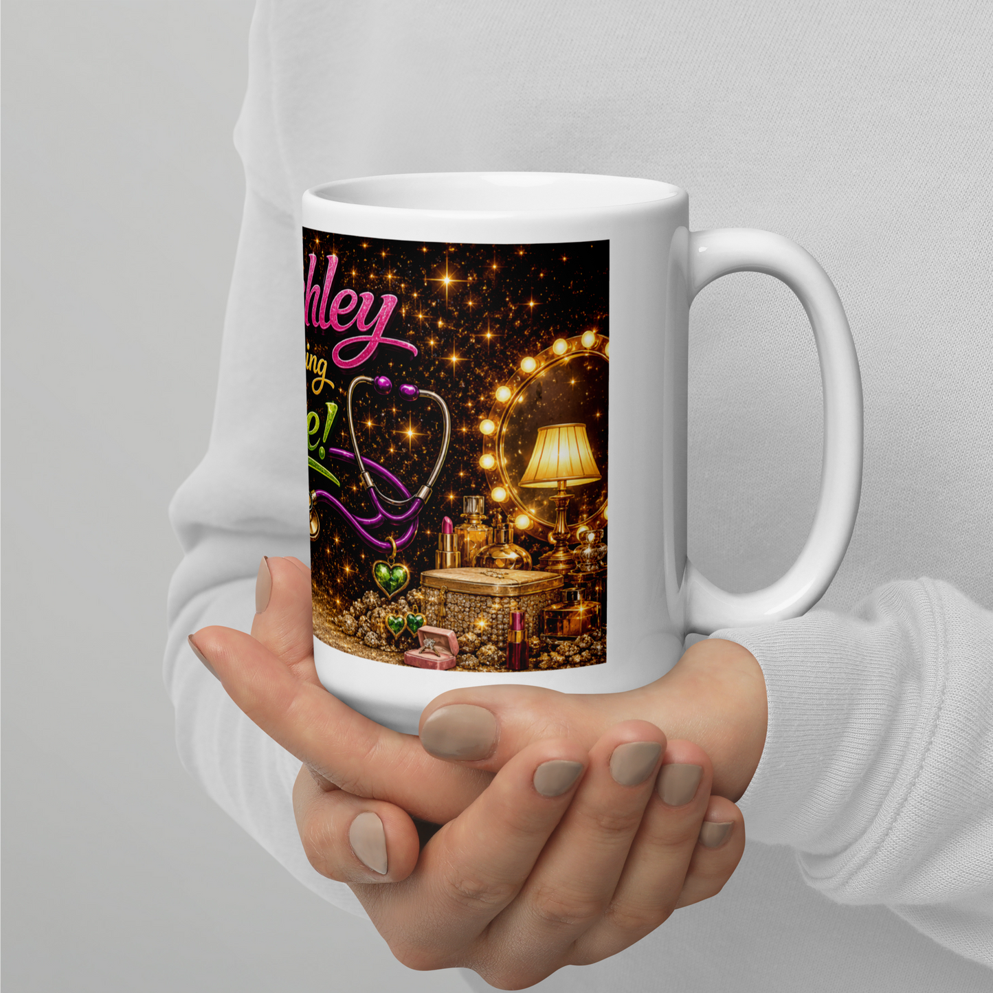 My Ashley amazing nurse coffee mug in hospital break room