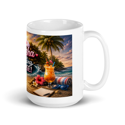 Healthcare worker holding personalized 15oz ceramic cup