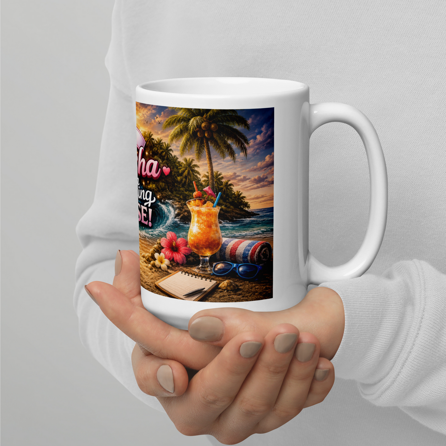 Close up of glowing sunset artwork on amazing nurse mug