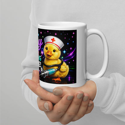 My Avery amazing nurse coffee mug on a hospital desk