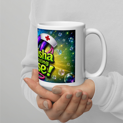 My Alisha amazing nurse coffee mug in hospital break room