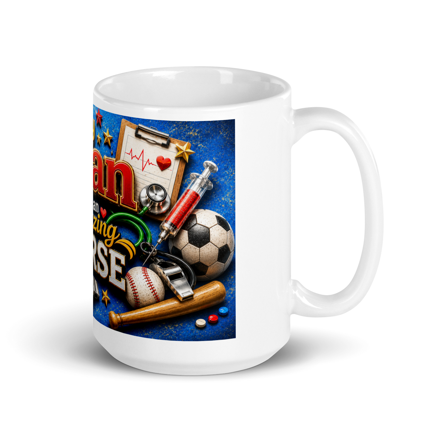 Male healthcare worker holding personalized ceramic coffee cup