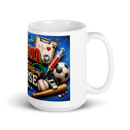 Male healthcare worker holding personalized ceramic coffee cup