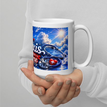 My Alexis amazing nurse coffee mug on a desk