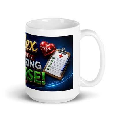 Nurse holding personalized vibrant ceramic coffee cup