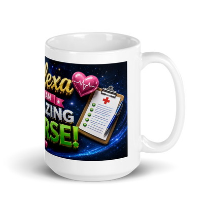 Nurse holding personalized vibrant ceramic coffee cup