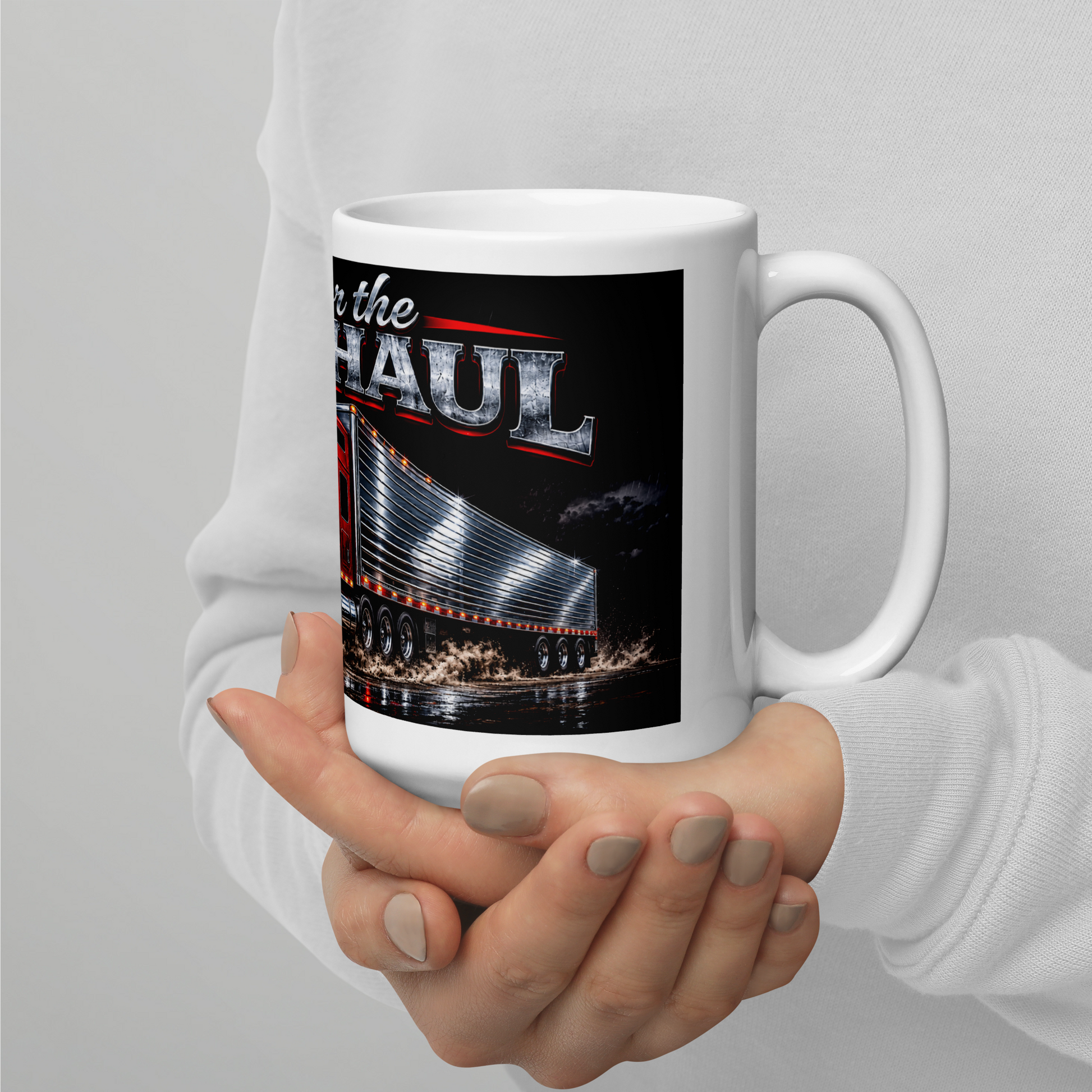 Here for the Long Haul coffee cup for diesel mechanics