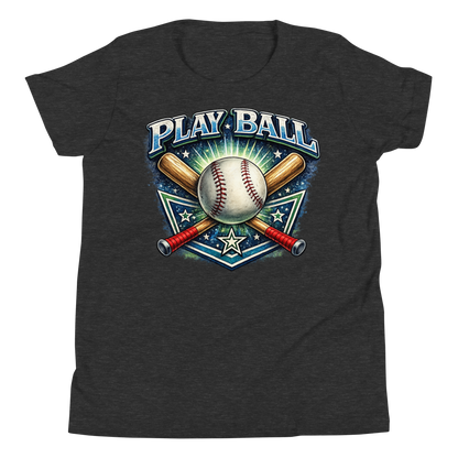Bold Play Ball sports graphic on kids cotton tee