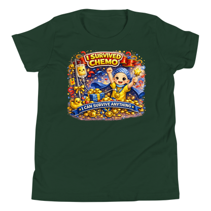 Empowering cancer survivor graphic on kids cotton tee