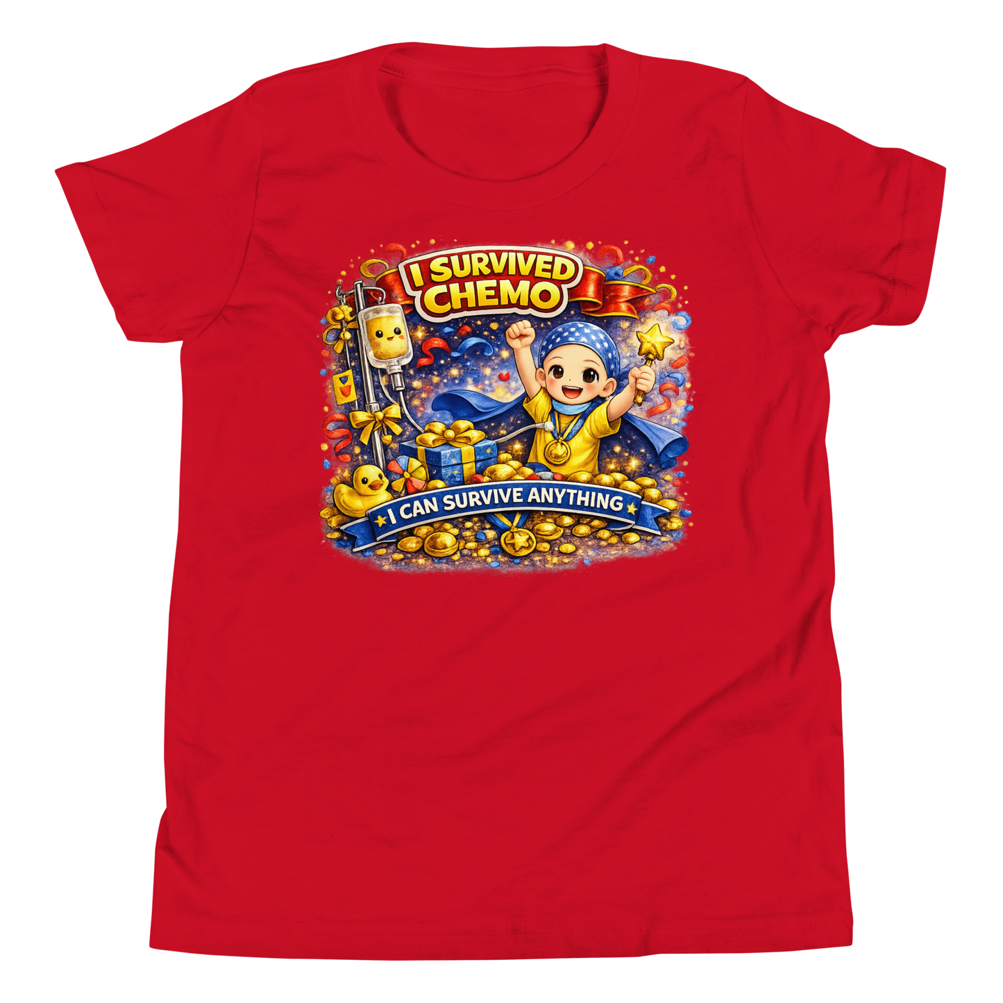Front view of I Survived Chemo youth t-shirt