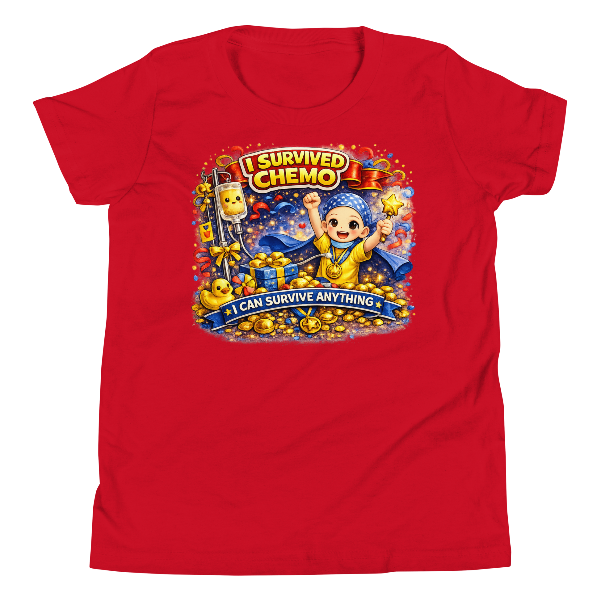 Front view of I Survived Chemo youth t-shirt
