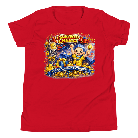 Front view of I Survived Chemo youth t-shirt