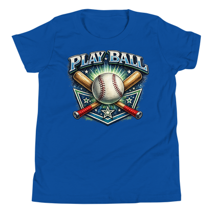 Front view of Play Ball youth baseball t-shirt