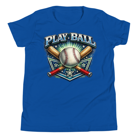 Front view of Play Ball youth baseball t-shirt