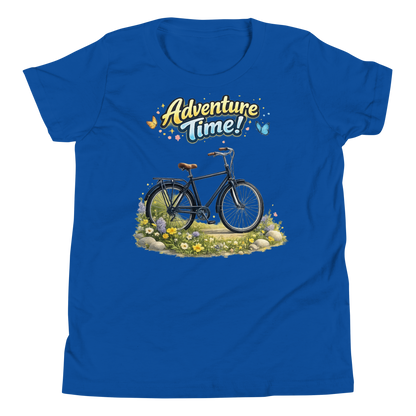 Fun outdoor adventure bike graphic on youth cotton tee